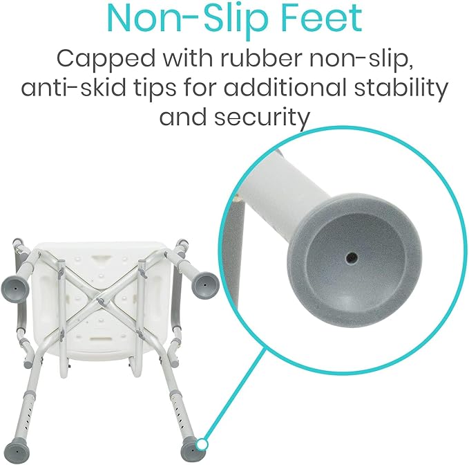 Vive Shower Chair with Arms & Back - Small, Narrow, Medical, Universal Bath Tub Transfer Bench - Safe Adjustable Handicap Stool for Inside Bathtub, Bathroom - Rotating Safety Sliding