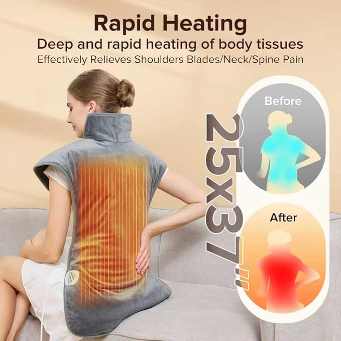 Mothers Day Gifts & Birthday Gifts for Wife Women Men Mom, Electric Weighted Pad for Neck Back Shoulder Pain Relief, 25"x37" Large Full Body Heating Pad for Menstrual Cramps - 5 Heat Levels/Snug Fit