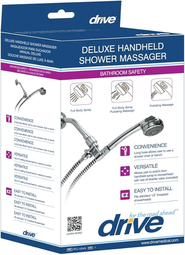 Drive Medical Deluxe Shower Spray Massager, Chrome