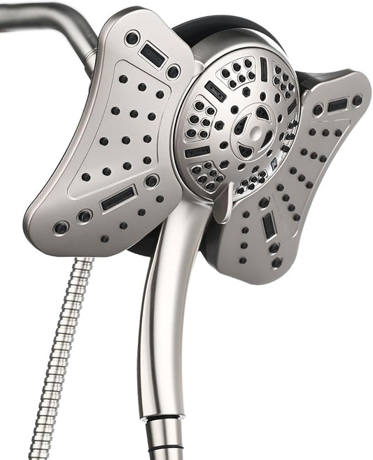 GRICH 2.5GPM Shower Head with Handheld Spray Combo: 2 in 1 Rainfall Shower Heads high pressure & Handheld Shower Head, 9 Spray Modes/Settings Detachable Shower Head with 60 Inch Hose, Nickel