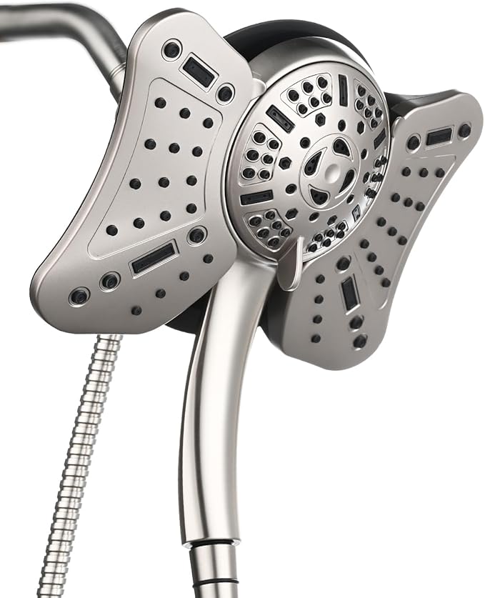 GRICH 1.8GPM Shower Head with Handheld Spray Combo: 2 in 1 Rainfall Shower Heads high pressure & Handheld Shower Head, 9 Spray Modes/Settings Detachable Shower Head with 60 Inch Hose, Nickel