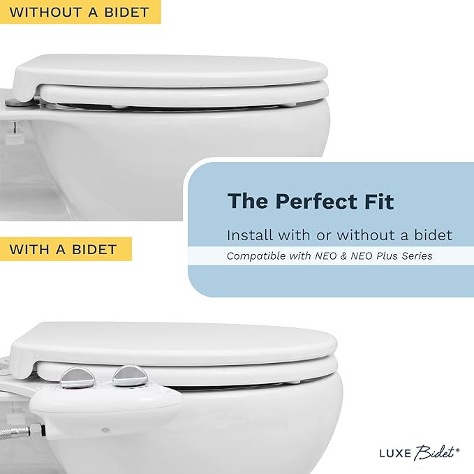 LUXE TS1008R Round Comfort Fit Toilet Seat with Slow Close, Quick Release Hinges, and Non-Slip Bumpers (White)
