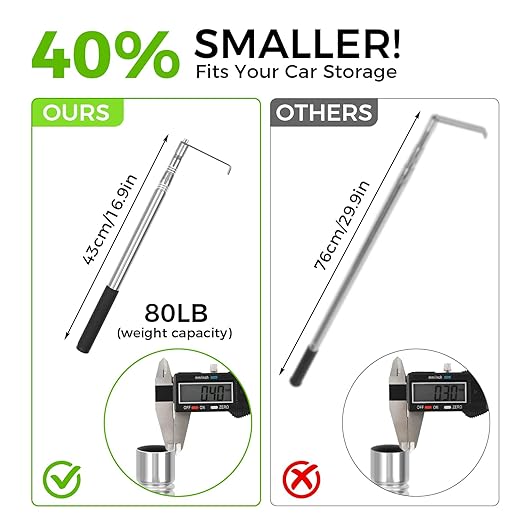 Bed Buddy Truck Tool – Adjustable 16-30 Inch Truck Cargo Grabber with Sturdy Steel Hook, Easy Install, Space-Saving Foldable Design, Perfect for Truck,RV, Boat & More (Curve Hook Set)
