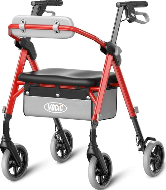 VOVCIC Walkers for Seniors, Z11 Rollator Walker with Seat, Max 380 lbs, Avant Walkers with Ergo Seat & Backrest, Foldable Rollator Adjustable Height, All Terrain Walker, Lightweight