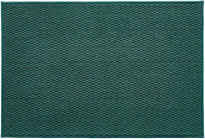 TYUU Bathroom Rugs Non Slip Washable, Super Absorbent Thin Bath Mat Quick Dry Low Pile Bathroom Rug, Dark Green 24"x36"