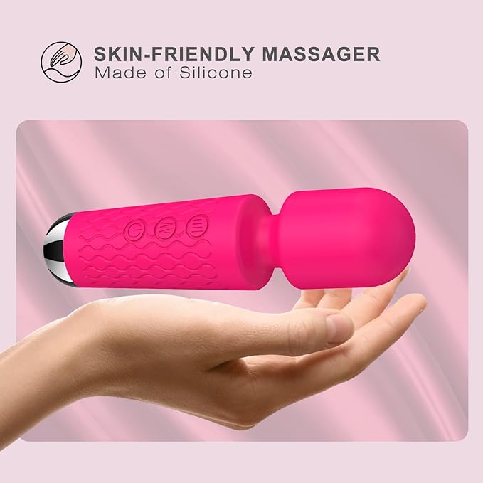 Personal Mini Massager, Handheld Wand Massager - Powerful Vibration Massager - Perfect for Travel Stress Relief, Relieves Back, Legs and Lumbar Muscles (Rose Red)