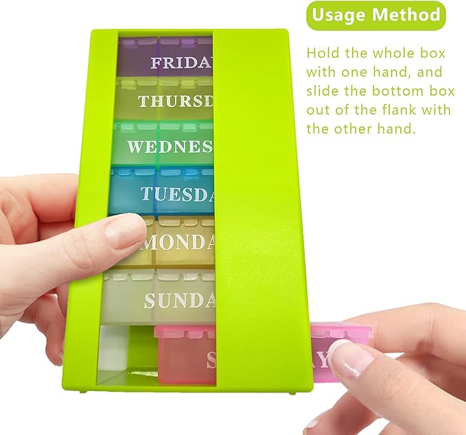 Pill Box 3 Times a Day Daily Pocket Pill Container Portable Travel Weekly Pill Organizer Stackable Pill Case for Vitamin, Fish Oils, Medication, Supplement
