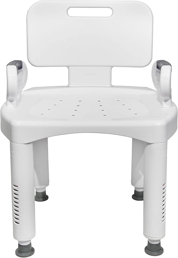 McKesson Bath Bench with Removeable Back, Plastic Frame, Lightweight, Adjustable, 350 lbs Weight Capacity, 1 Count