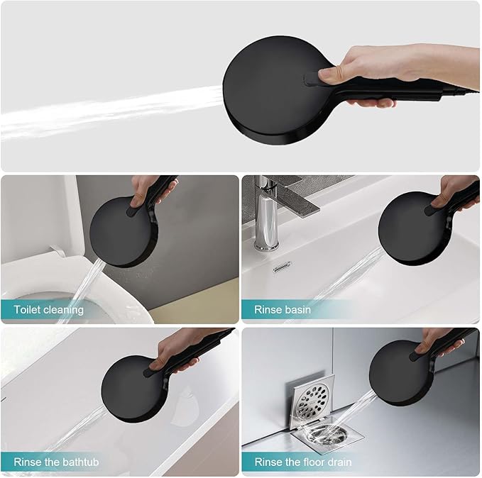 Shower Head with Handheld,Sliding Control High-pressure Water Outlet and 79 Inch Hose,5 Connection Modes and 1 Modes Wash To Clean Tub, Tile & Pets,5.1-Inch Panel and Connecting Bracket Matte Black