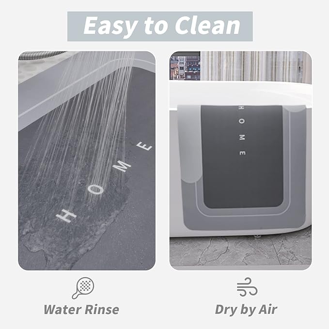 Housego Absorbent Bath Mat Magic Rug, Quick Drying Magic Bath Mat Non-Slip Floor Rug Rubber Backed for Bathroom Kitchen Shower Sink, Water Absorbent (1PC, 16.93''x34.65'', Dark Gray)
