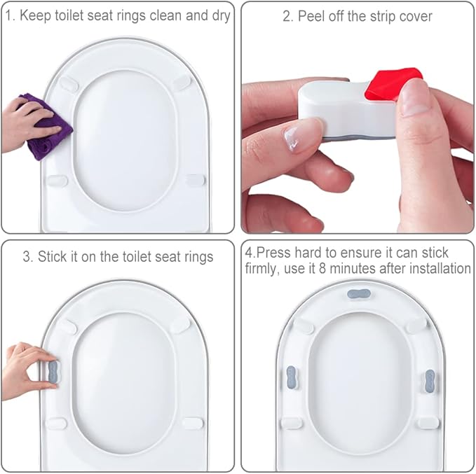 Bidet Bumpers - Universal Toilet Seat Buffer with 2 Heights Adjustment, Strong Self Adhesive (Grey & Clear, 5 for Lid, 2 for Tank)