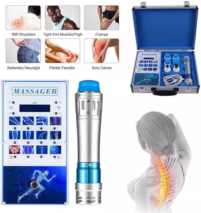 Electric Shockwave Therapy Machine, Shock Wave Therapy Device Body Massager Joint Pain Relief Focused Shockwave Machine Non-Invasive Therapy for Back Golf Elbow Plantar Fasciitis Body Relaxion
