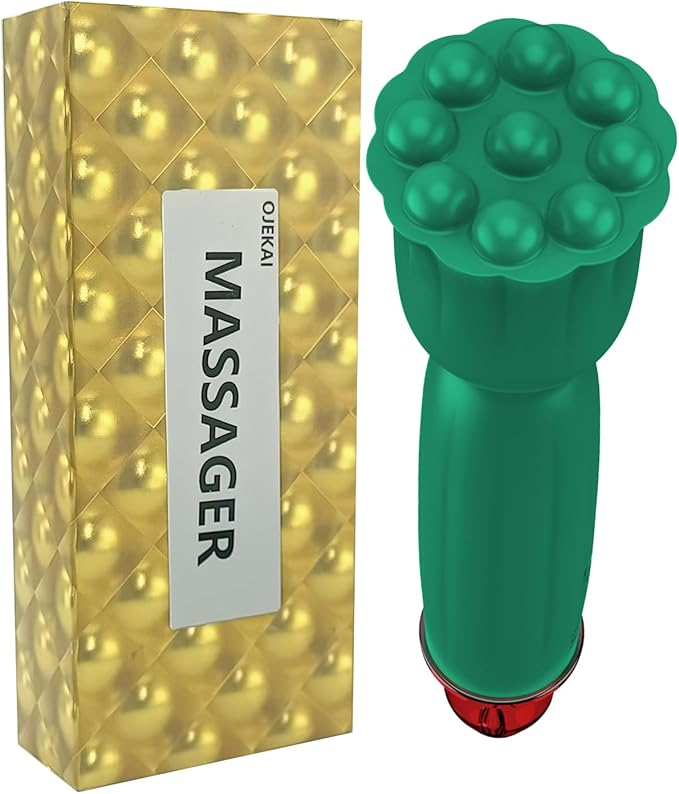Handheld Mini Massager, Waterproof Soft Silicone, for Head, Face, Neck, Shoulder & Back, Full Body Muscle Pain Relief, USB Rechargeable with 10 Adjustable Speed Modes, Green