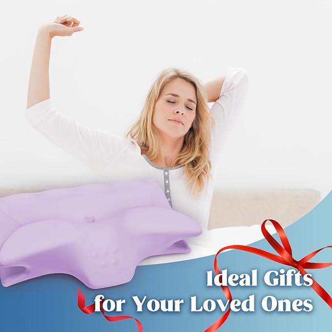 Cervical Pillow for Neck Pain Relief, Cooling Contour Memory Foam Pillows Support Odorless Ergonomic Neck Pillow Adjustable Orthopedic Bed Pillow for Side Back Stomach Sleeper with Pillowcase,Purple