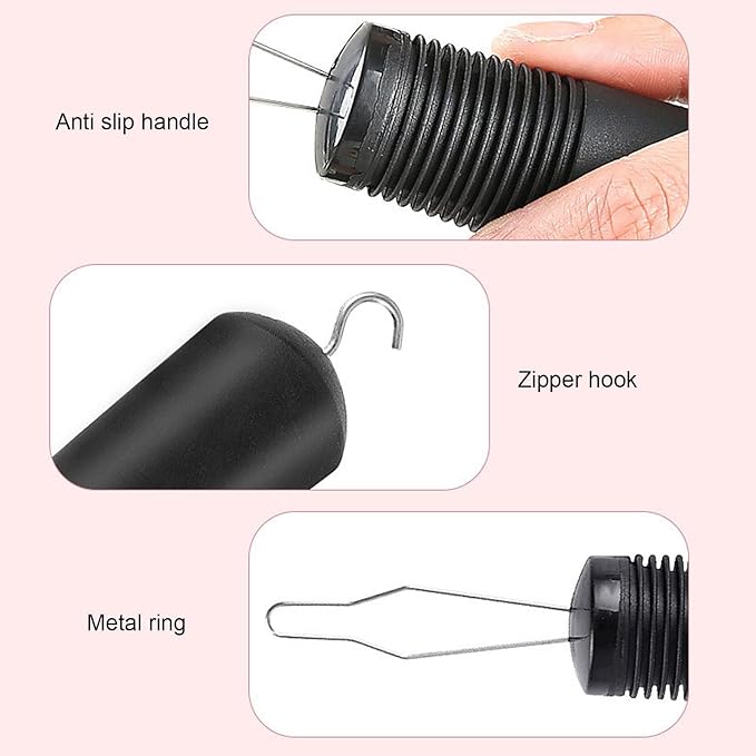 BRRNOO Button Hook Zipper Puller Dressing Tool Ergonomic Grip One Handed Button Helper Aid for Seniors Arthritis Patients Limited Dexterity Mobility Challenges PP Stainless Iron