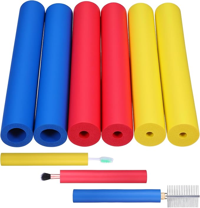 6 Pcs Foam Grip Tubing Adaptive Utensils Grip Tubing Tools Foam Tubing for Handle Grip Elderly Disabled Handicapped (3 Colors)