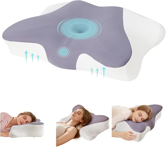 Cervical Neck Pillow, Memory Foam Pillow for Neck Pain Relief, Ergonomic Bed Pillow with Neck Support for Side, Back & Stomach Sleepers, Queen, 2PCS, Dark Grey