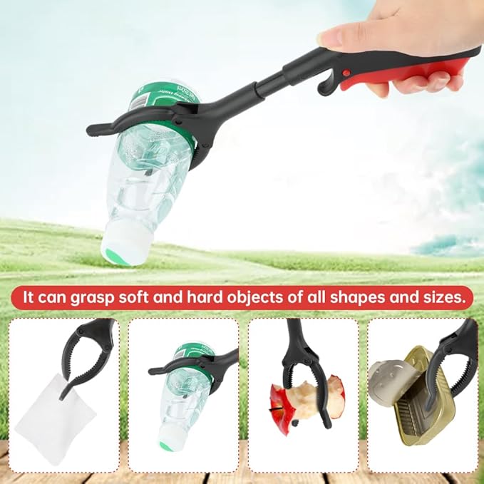 Grabber Tool, 4pcs 30cm/12inch Grabber Reacher Tool Claw Rubbish Tong, Lightweight Trash Pick up Stick,Portable Grabber Tool for Adults Litter Pickers Sanitation Workers(Black+red)
