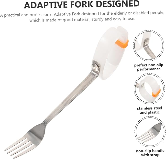 Adaptive Portable Fork and Spoon for Seniors Tremble Utensils Non- Grip for Elderly and Disabled Dining Needs Easy to Clean and Use