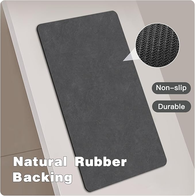 TYUU Toilet Rug, Thin Toilet Rugs U Shaped Washable Non Slip Absorbent Quick Dry Low Pile Toilet Mat, 20"x24" U Shape Dark Grey