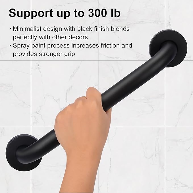 supregear Bathroom Grab Bar, 24 in Non-Slip 201 Stainless Steel Bathroom Safety Grab Bar Oil Rubbed Black Hand Rail for Bathtub Toilet Kitchen Bedroom Shower, Concealed Screw Wall Mounted