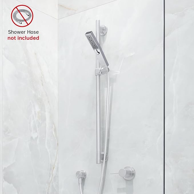 G-Promise All Metal Square 3 Function Handheld Shower Head, Easy and Quick Switch to Massage Mode, Bathroom Shower Wand Design Exquisite Luxury, 2.5 GPM, Chrome