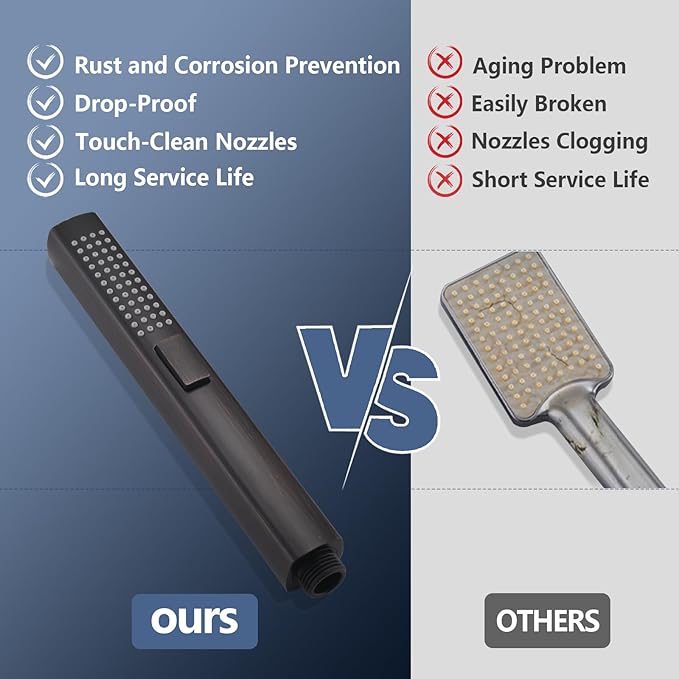 Handheld Shower Head with Slide Bar Combo, 27.5-Inch Adjustable Height Slide Bar, High Perssure Handheld Shower Head with 6.6ft Extra Long Hose, Brass Wall Supply Elbow, Oil Rubbed Bronze