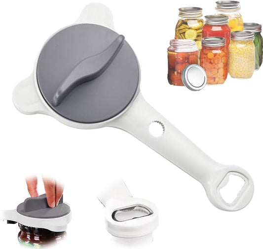 New 4-in-1 Retractable Jar & Bottle Opener, Adjustable Stainless Steel Lid Remover with Non-Slip Grip for Seniors, Multi-Functional Jar Opener with Ergonomic Handle for Kitchen Jars Cans Bottles(Gray)