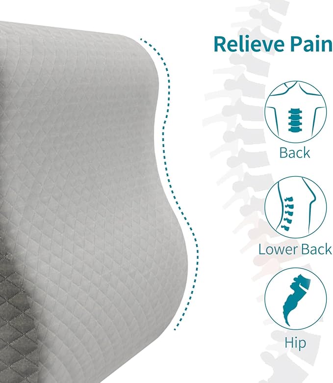 Lumbar Support Pillow for Recliner Chair - 17"x15"x5" Ergonomic Back Cushion with Gel Memory Foam, Adjustable Straps & Washable Cover, Back Pain Relief for Office Car Seat (Light Grey)