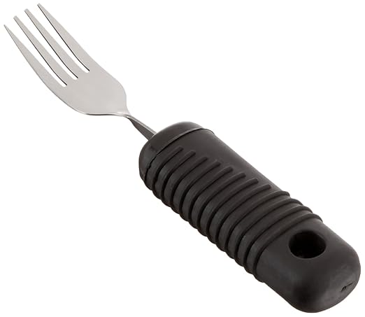 Sammons Preston Sure Grip Bendable Fork, Bendable Stainless Steel Fork with 4" Long Thick Rubber Handle with Good Grips, Eating Aid for Arthritis, Weak Grip, Stroke Impairments, and Disabilities