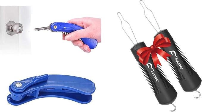 Fanwer 2 Pack Button Hook and Zipper Pull Helper and Fanwer Key Turner Aid for People with Arthritis or a Weakened Grip