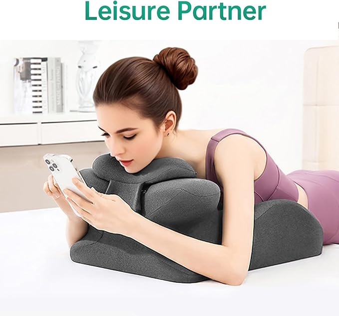 MOONYOOY Memory Foam Ergonomic Rest Pillow for Sleeping, Acid Reflux & GERD Relief - Elevation Bed Support Pillow for Back Pain, Post Surgery Recovery, Reading with Removable Washable Cover Gray