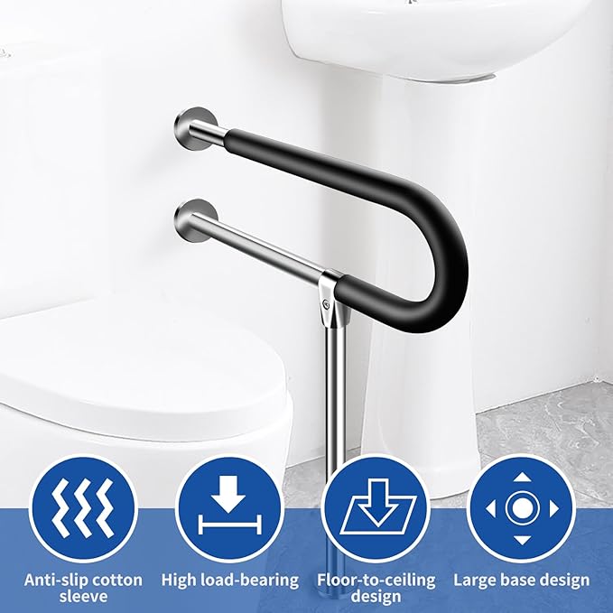 Stainless Steel Handicap Grab Bars Rails 29.5 Inch Toilet Handrails Bathroom Safety Bar Support Rail for Seniors Elderly Disabled Mounted Bath Grips (Stainless Steel, 29.5 Inch)