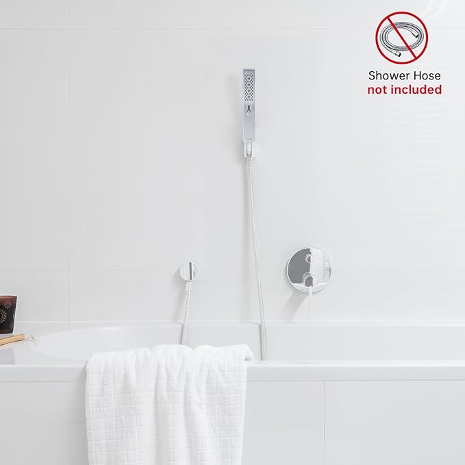 G-Promise All Metal Square 3 Function Handheld Shower Head, Easy and Quick Switch to Massage Mode, Bathroom Shower Wand Design Exquisite Luxury, 2.5 GPM, Chrome