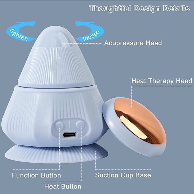Hands-Free Body Massager with Heat and Vibration, Portable Mini Muscle Massager with Strong Suction Base, Trigger Point & Massage Ball-Style Design for Back, Shoulders, Arms, and Legs