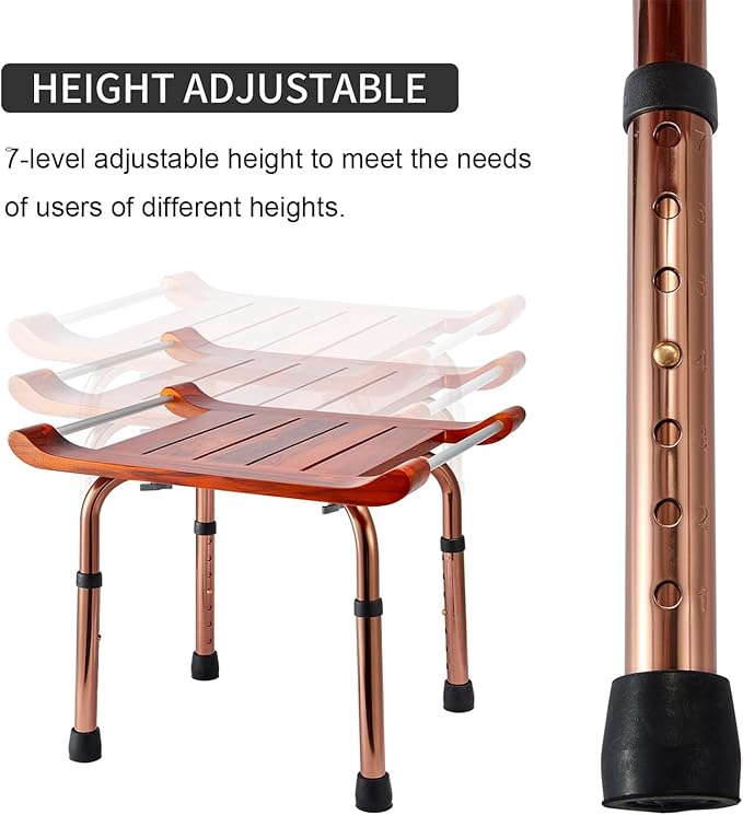 Teak Shower Bench Stool Chair Seat for Inside Shower Bath Sauna, for Elderly and Disabled
