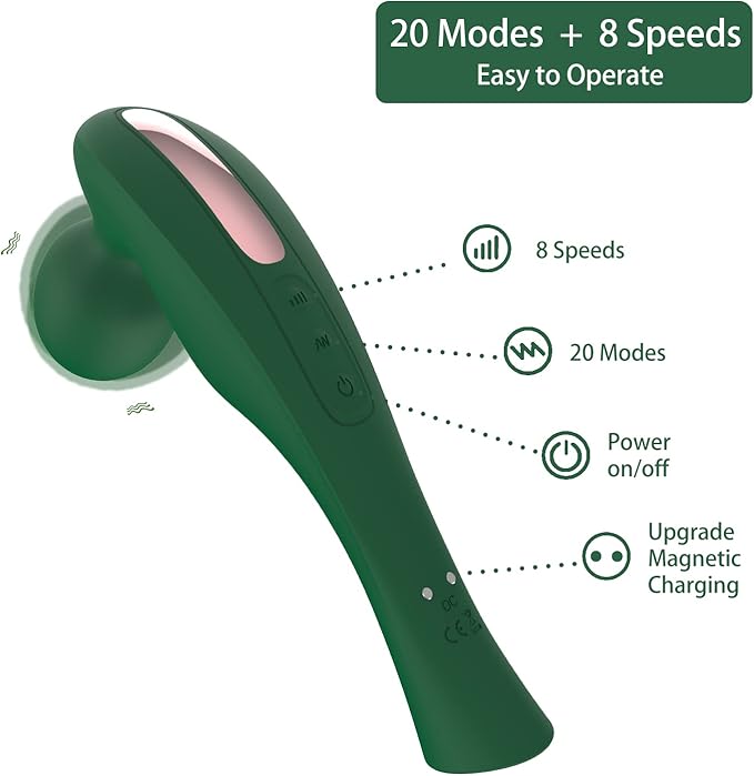 Handheld Cordless Electric Shoulders & Neck Back Massage Tools-20 Vibration Modes and 8 Speeds-Full Body Muscle Tissue Massager-Waterproof & Portable for Muscle Pain Relief & Fatigue.(Green)