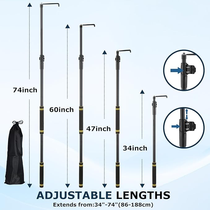 Bed Buddy Truck Tool, Truck Cargo Grabber telescoping 34-74" Pickup Truck Bed Retriever Tool Conveniently Store the CAR Truck RV Tools Avoid Climbing Truck Bed Efficient Cargo Retriever
