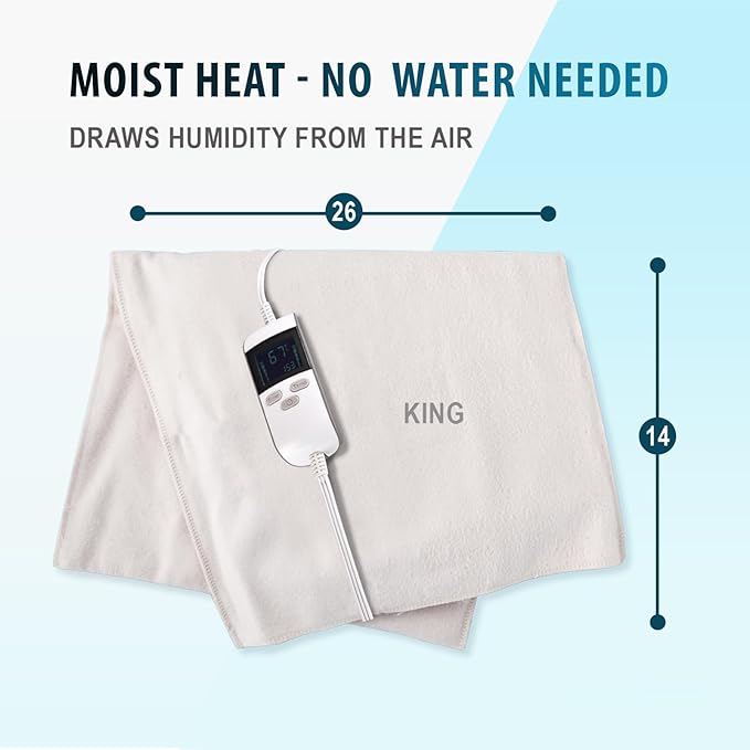 Professional Grade Heating Pad with Automatic Moist Heat by ThermoRelief, Extra HOT Heating for Deep Penetrating Heat - 2nd Gen Version (King Size Digital - 26" by 14")