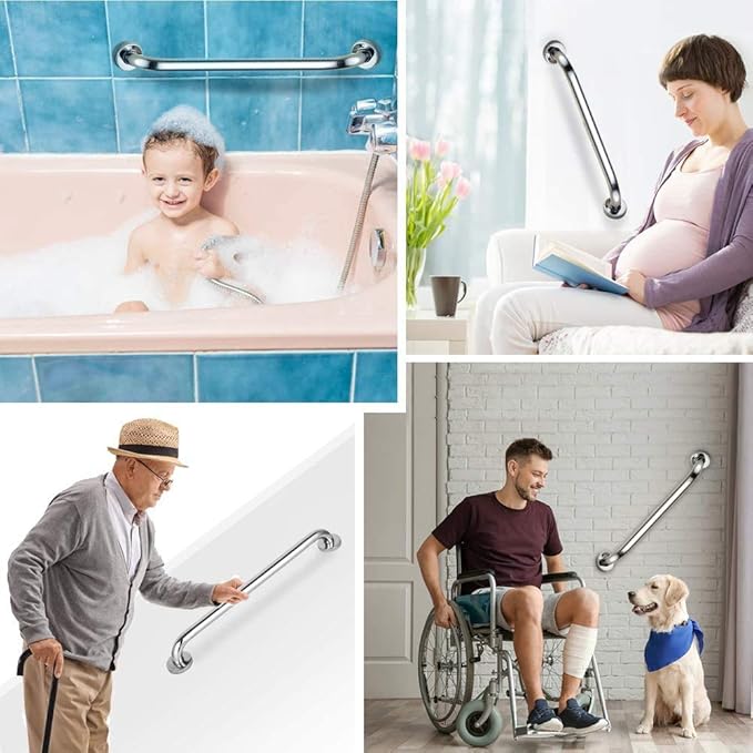 2 Pack 32 Inch Shower Grab Bar, iMomwee SUS304 Stainless Steel Bathroom Grab Bar Handle, Bathroom Shower Balance Bar,Safety Hand Rail Support,Handicap Elderly Senior Assist Bath Handle(1.25" Diameter)