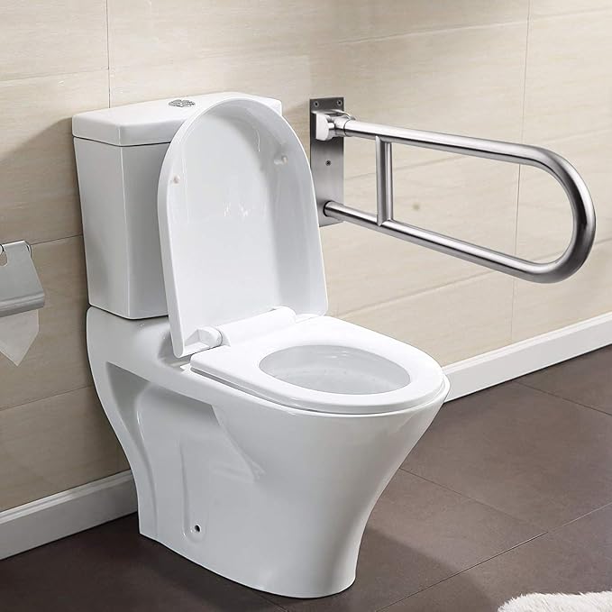 23.6 INCH Toilet Grab Bars for Bathroom Stainless Steel Flip Up Handicap Safety Grab Bar Rails for Elderly Seniors Bathtubs Showers Foldable Handle Grips Support for Walls Drop Down Screw-in Grab Bar