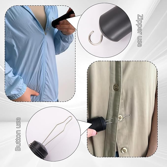 1 Pcs 2 in 1 Button Hook with Zipper Pull, One-Handed Button Assist Tool Wide Comfort Grip, Dressing Aid for Seniors, Limited Hand Dexterity & Weak Hands, Black