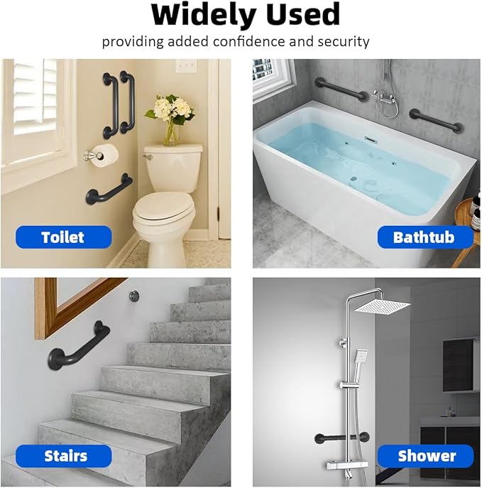 Wall Mounted Handrail Heavy Duty Industrial Stairs Grab Indoor Exterior Steps Deck Anti-Slip Metal Frame Pipe Hand Rail Outdoor Safety Bar Staircase Bars Handle for Elderly 32 Inch