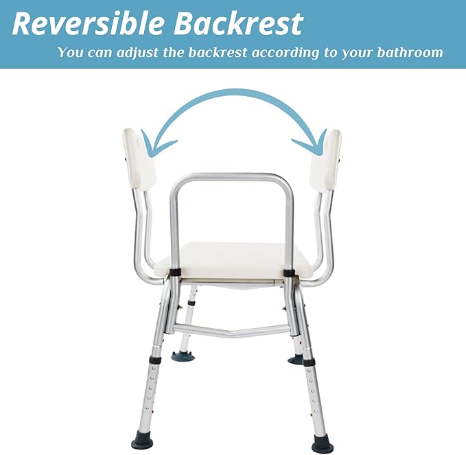 Winado Tub Transfer Bench for Bathtub with Backrest & Armrest, Supports up to 330 lbs Aluminium Alloy Bath Chair, White