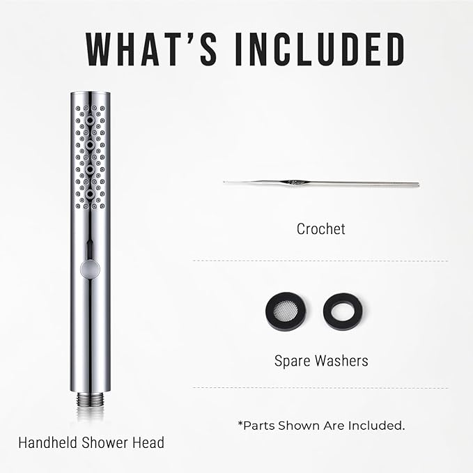 G-Promise All Metal Round 3 Function Handheld Shower Head, Easy and Quick Switch to Massage Mode, Bathroom Shower Wand Design Exquisite Luxury, 2.5 GPM, Chrome