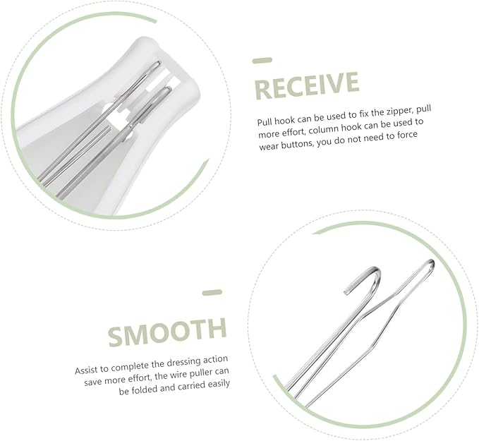 Buttoner Button Hook Helper Tool for Seniors One-Hand Dressing Aid with Non-Slip Handle for Shirts Dresses and Large Buttons