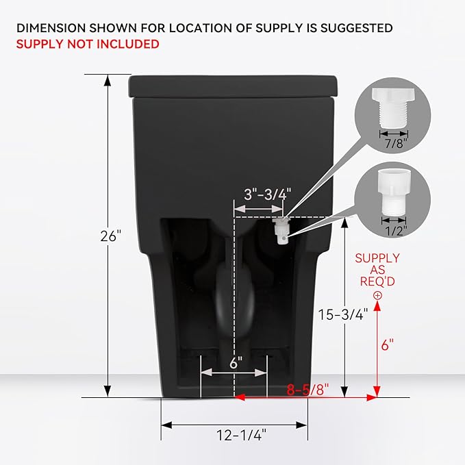 HOROW T0338WB Elongated One Piece Toilet Black, Compact Modern Toilet with Comfortable Seat Height, ADA Chair Height 17.3", Power Dual Flush 0.8/1.28 GPF, Matte Black, 12" Rough-in