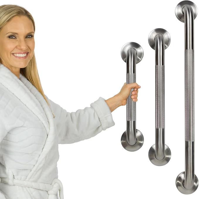 Vive Grab Bar for Bathtubs and Showers (Textured) - Handicap Bathroom Safety Rail for Elderly - Wall Handle for Tub, Toilet, & Bath - Disability Assist Device Accessory Handrail