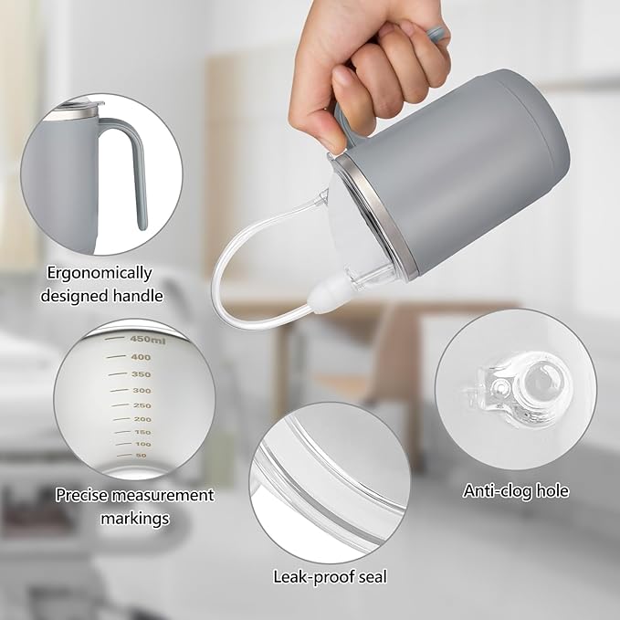 Adult Sippy Sup for Elderly 14oz Stainless Steel Spill Proof Cup with Straw, 3 in 1 Elderly Sippy Cup with Lid, Suitable for Seniors Disabled Patients Limited Mobility