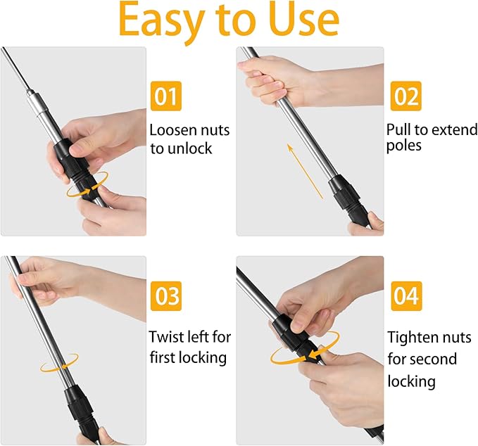 Suwimut Truck Cargo Grabber Reach Retriever Tool, 6.5 Feet Truck Telescoping Pull Pole with Two Hooks, Expandable Heavy Duty Stainless Steel Trucks Grabber Reach Tool for Pickup Trucks Bed Accessories